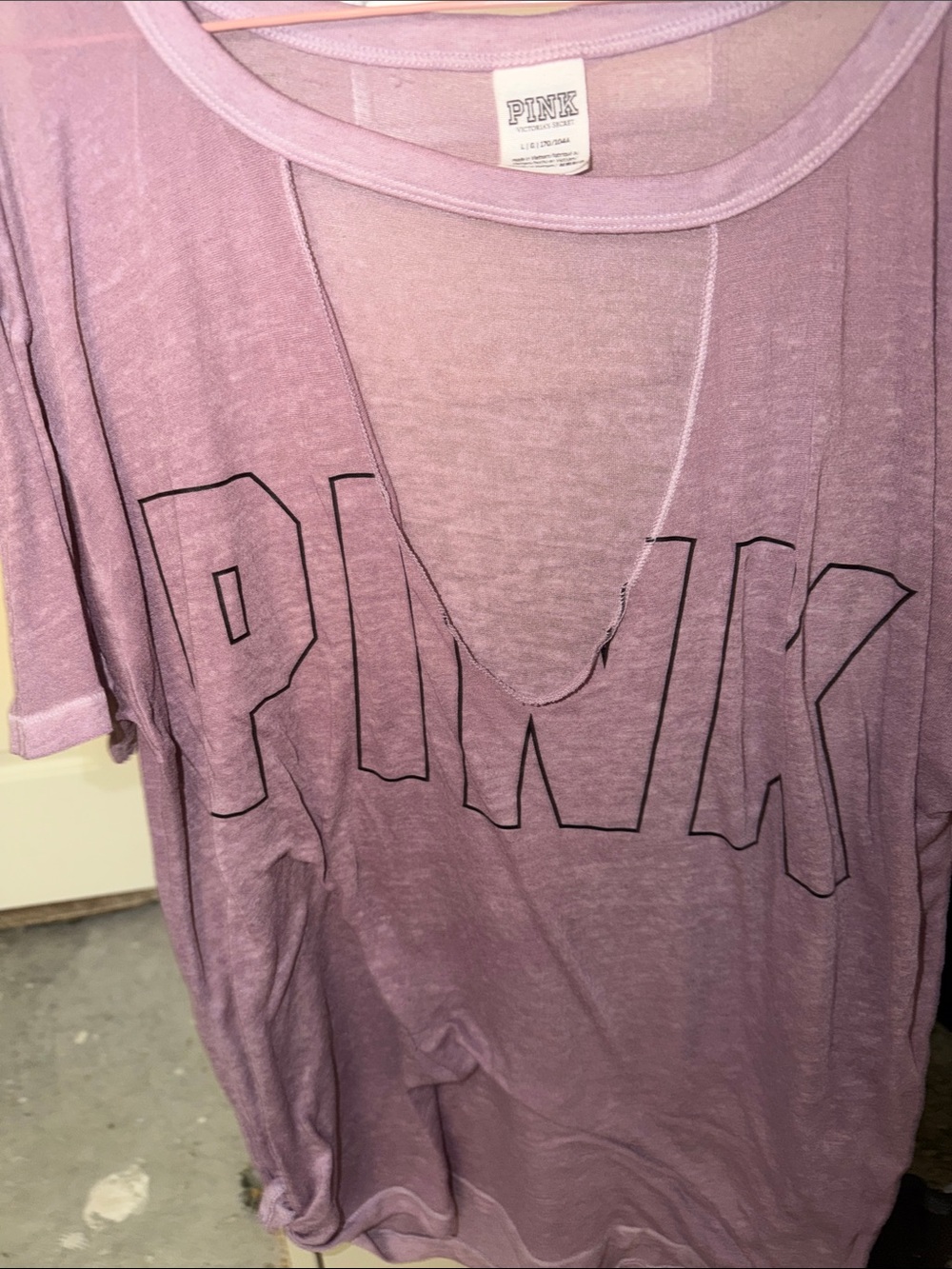 PINK Victoria's Secret Heathered Mauve Scoop Neck Tee